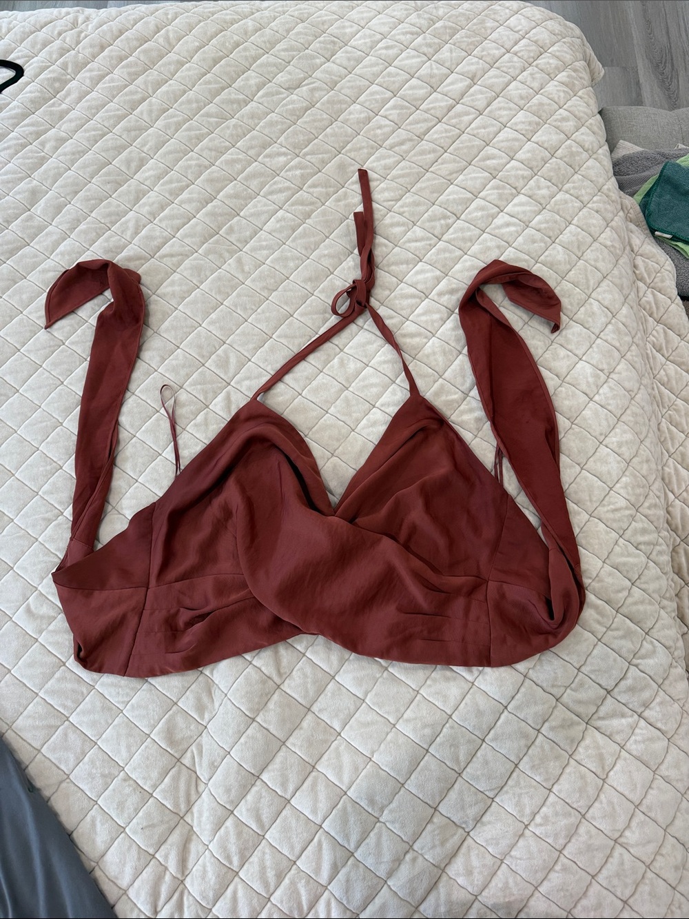 Express Rust Satin Halter Bandeau
